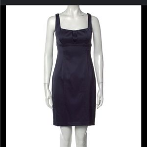 David Meister solid black satin cocktail dress